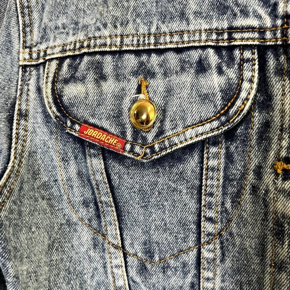 Jordache Gold 80's Vintage Light Wash Acid Jean Jacket Gold Buttons Cotton Small - Picture 4 of 10